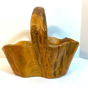 Hand Carved Burled Wood Basket